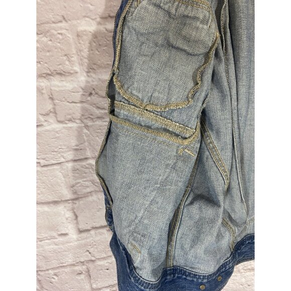 American Eagle Outfitters Denim Bomber Jacket Size Medium Jeans Coat Blue Heavy - Picture 14 of 16